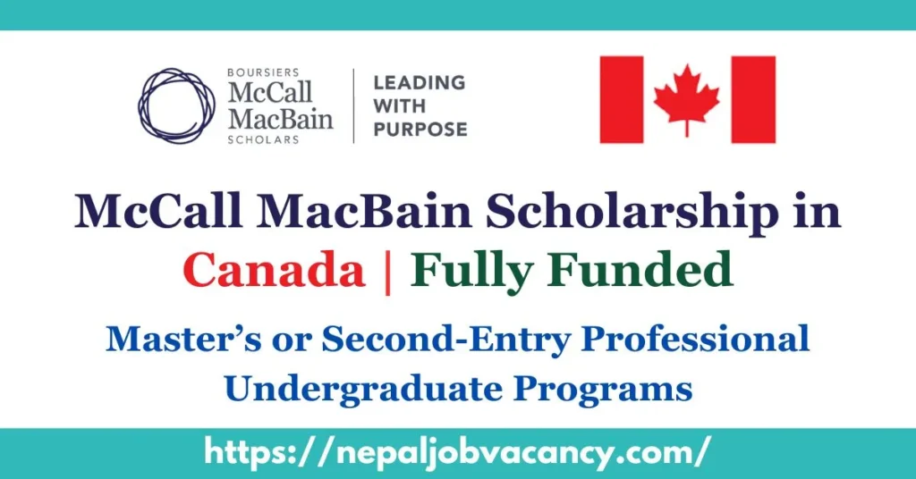 McCall MacBain Scholarship 2024 in Canada at McGill University | Fully Funded
