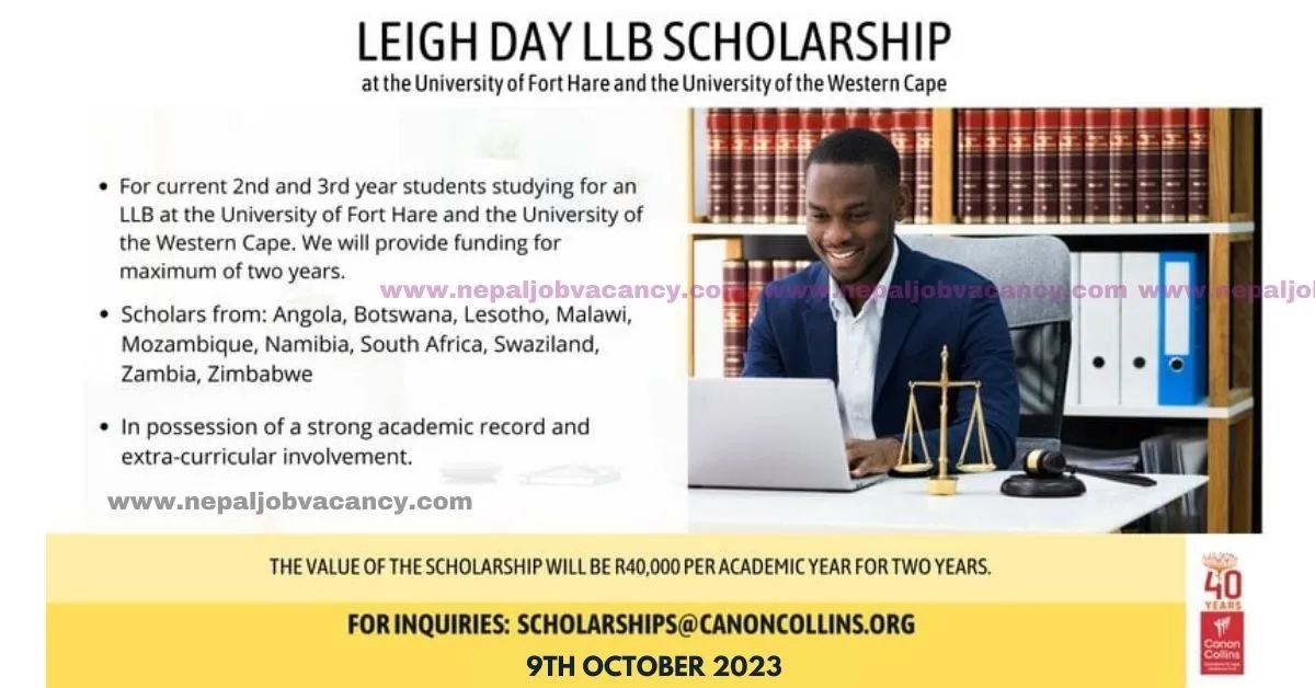Canon Collins Trust Leigh Day LLB Scholarship 2024 in South Africa
