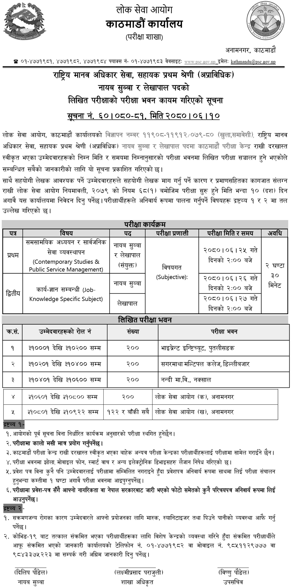 Lok Sewa Aayog Kathmandu Written Exam Center of Nayab Subba and Lekhapal 2080