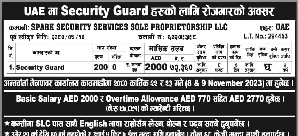 UAE Security Guards Vacancy with Good Salary